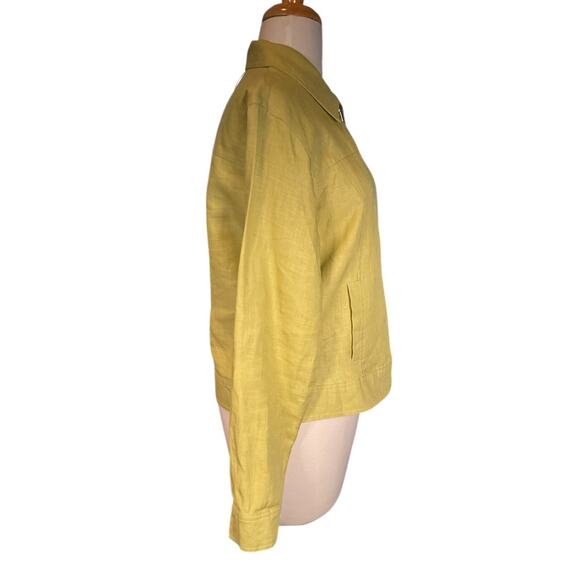 Classiques Entier 100% Linen Full Zip Jacket Size Small Lime Green Lightweight - Picture 5 of 12